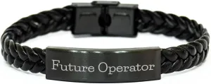 Funny Future Operator Graduation Gifts from Family to Operator, Interlaced Leather Operator Gift, Stainless Steel PU Leather, Engraved Durability
