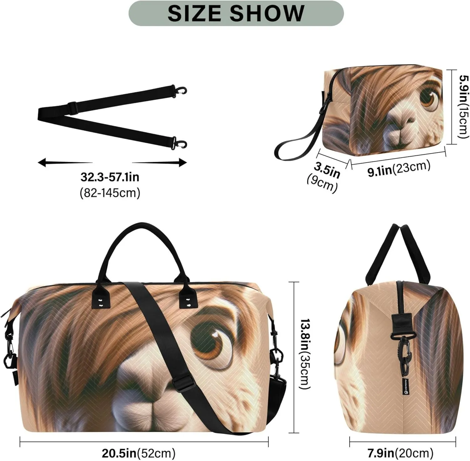 Funny Llama Print Travel Duffle Women Makeup Pouch Set of 2, Floral Animal Women Gym Bags Tote Carry on Duffle