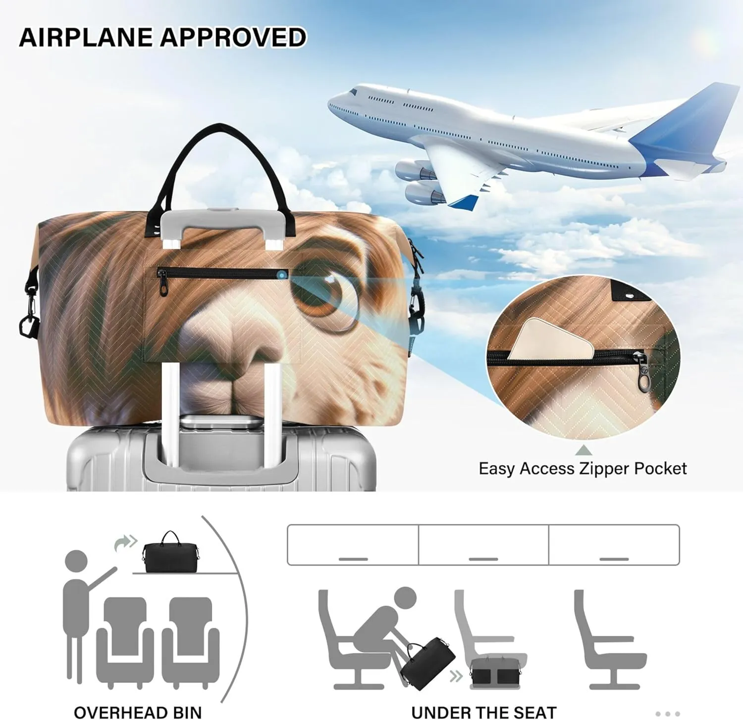 Funny Llama Print Travel Duffle Women Makeup Pouch Set of 2, Floral Animal Women Gym Bags Tote Carry on Duffle