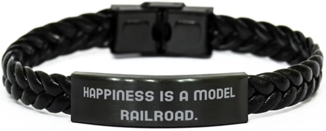 Funny Model Railroads Gifts, Happiness is a Model Railroad, Love Birthday Braided Leather Bracelet Gifts For Friends, Model train set, Toy trains, Train tracks, Railroad toys, Electric trains, Battery