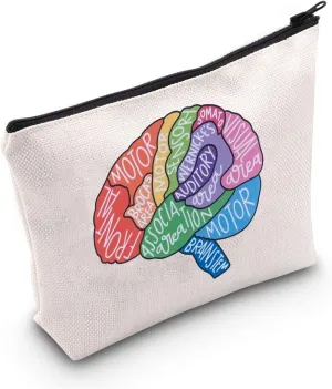 G2TUP Brain Anatomy Gift Neuroscience Cosmetic Bag Neurology Nurse Makeup Bag Nursing S-tudent Anatomical Layout Brain Zipper Travel Bag