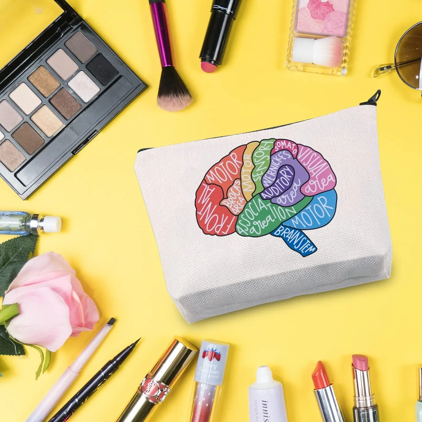G2TUP Brain Anatomy Gift Neuroscience Cosmetic Bag Neurology Nurse Makeup Bag Nursing S-tudent Anatomical Layout Brain Zipper Travel Bag
