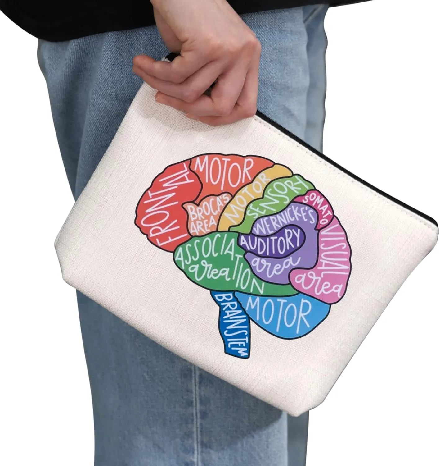G2TUP Brain Anatomy Gift Neuroscience Cosmetic Bag Neurology Nurse Makeup Bag Nursing S-tudent Anatomical Layout Brain Zipper Travel Bag