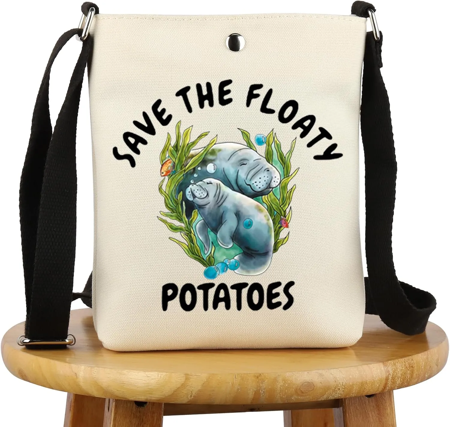 G2TUP Manatee Lover Gift Save The Floaty Potatoes Manatee Makeup Bag Manatee Mom Cosmetic Bag Ocean Animal Lover Gift Sea Cow Travel Bag with Zipper (The Floaty Potatoes -X)