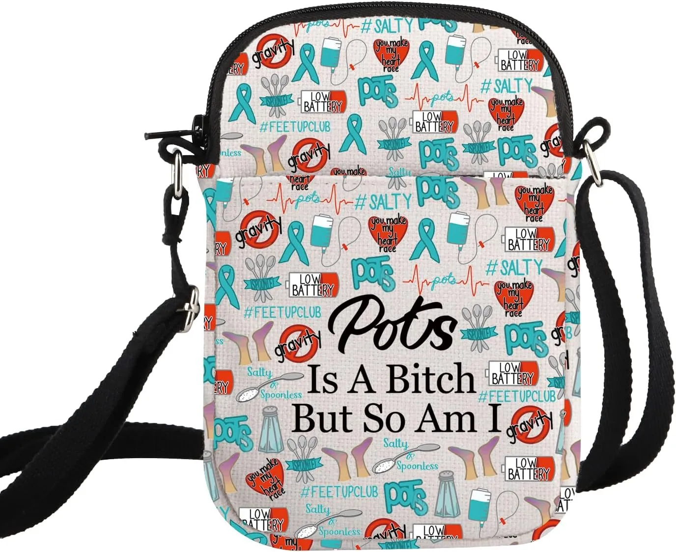 G2TUP POTS Inspired Gift POTS Is A B* Makeup Bag POTS Awareness Cosmetic Bag POTS Syndrome Fighter Gift (POTS Is A B* S)