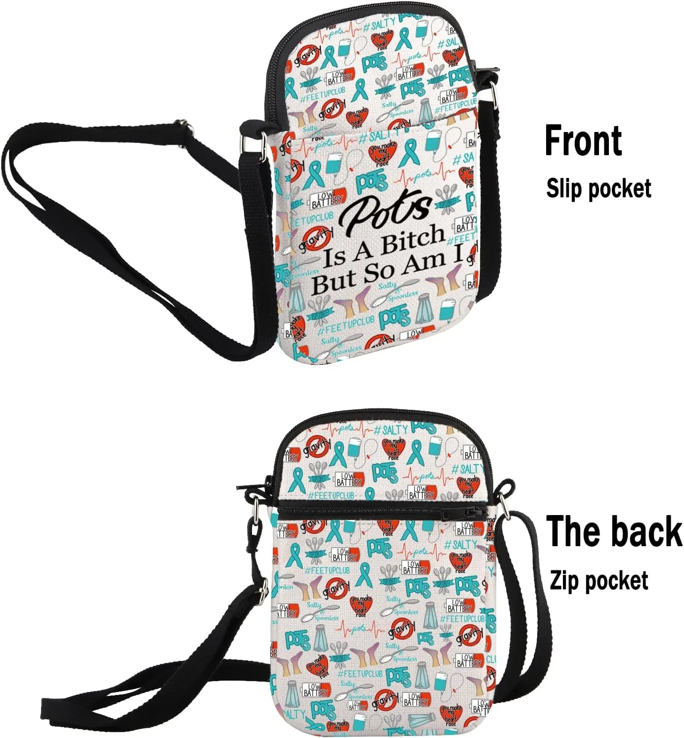 G2TUP POTS Inspired Gift POTS Is A B* Makeup Bag POTS Awareness Cosmetic Bag POTS Syndrome Fighter Gift (POTS Is A B* S)