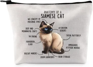 G2TUP Siamese Cat Anatomy Makeup Bag - Cat Lover Gift (Anatomy MB)