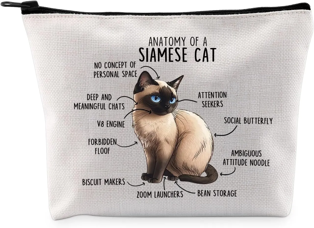 G2TUP Siamese Cat Anatomy Makeup Bag - Cat Lover Gift (Anatomy MB)