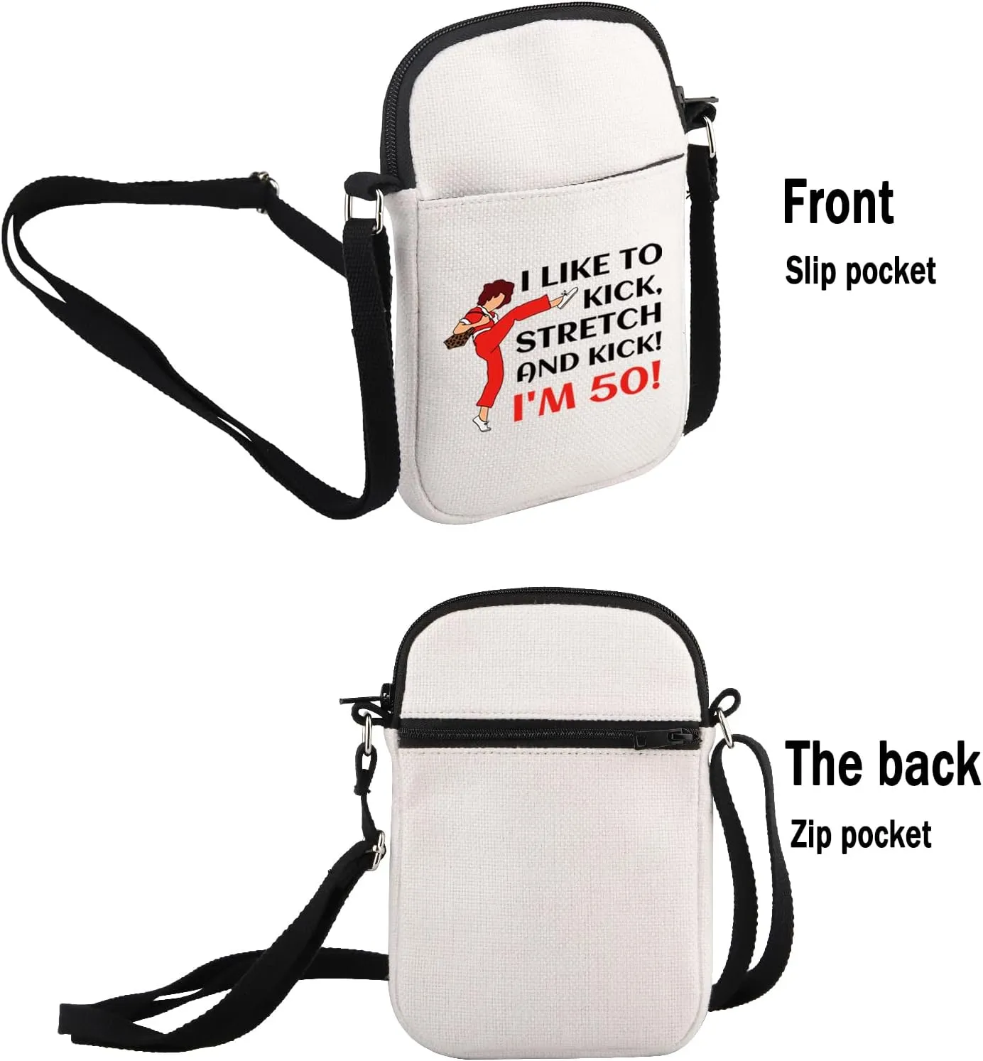G2TUP TV Show Inspired Gift I Like To Kick I'm 50 Makeup Bag Fun Skit Lover Cosmetic Bag TV Show Characters Fans Gift (I Like To Kick I'm 50 S)