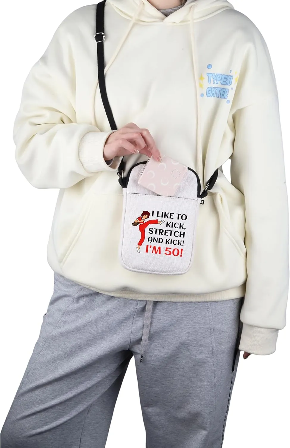 G2TUP TV Show Inspired Gift I Like To Kick I'm 50 Makeup Bag Fun Skit Lover Cosmetic Bag TV Show Characters Fans Gift (I Like To Kick I'm 50 S)