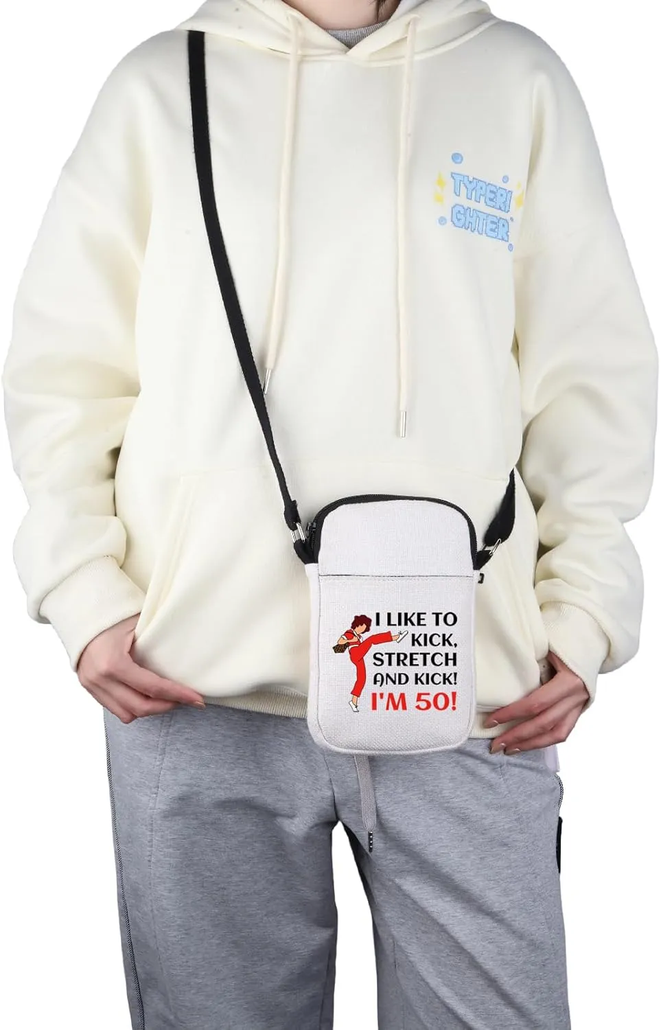 G2TUP TV Show Inspired Gift I Like To Kick I'm 50 Makeup Bag Fun Skit Lover Cosmetic Bag TV Show Characters Fans Gift (I Like To Kick I'm 50 S)