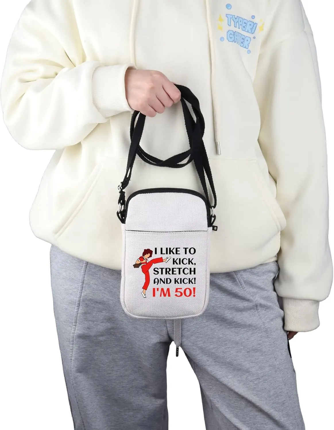 G2TUP TV Show Inspired Gift I Like To Kick I'm 50 Makeup Bag Fun Skit Lover Cosmetic Bag TV Show Characters Fans Gift (I Like To Kick I'm 50 S)