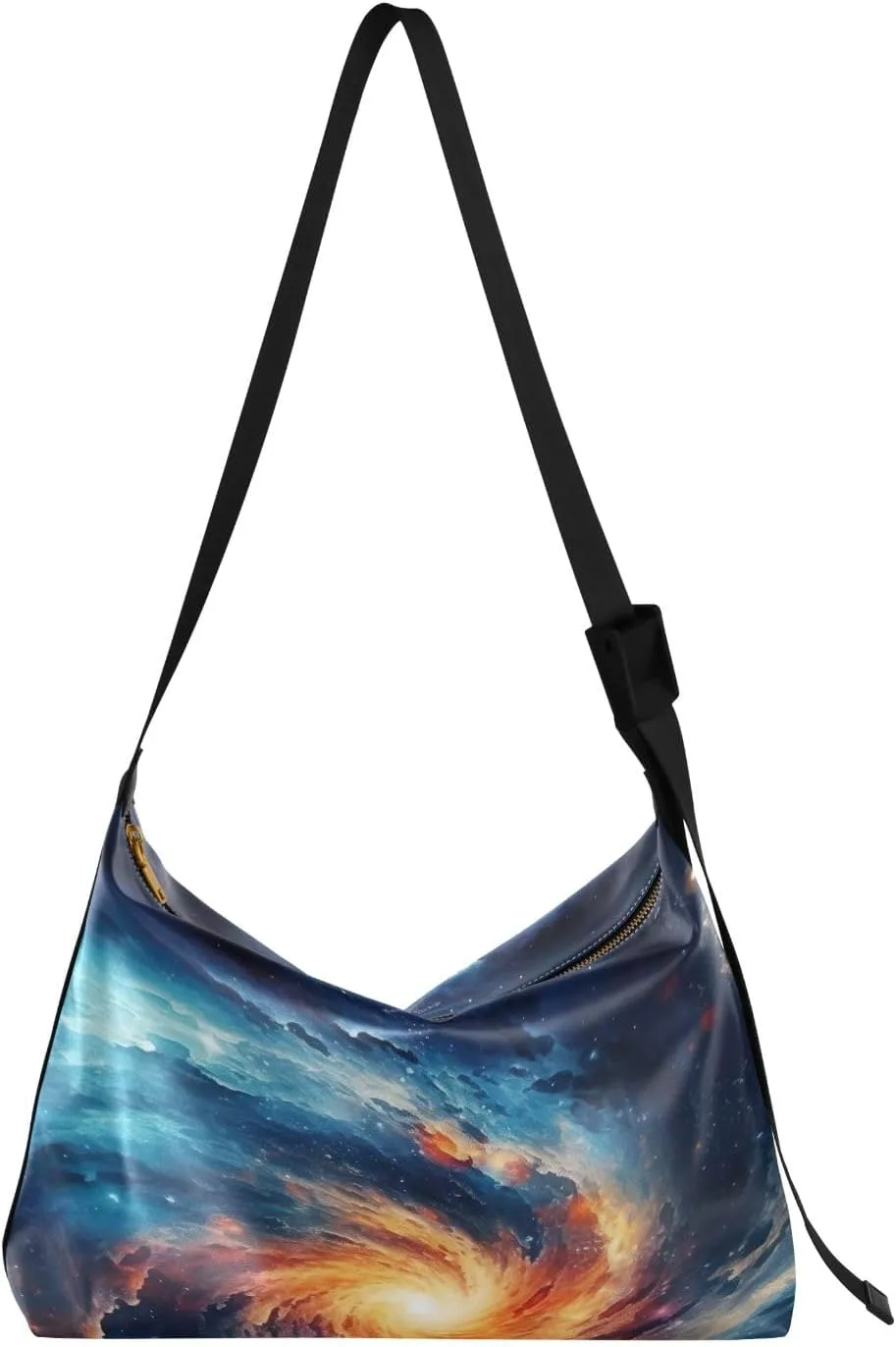 Galaxy with Stars and Black Holes Lightweight Shoulder Hobo Bag, Ladies Leather Crossbody Bags, Leather Shoulder Bag