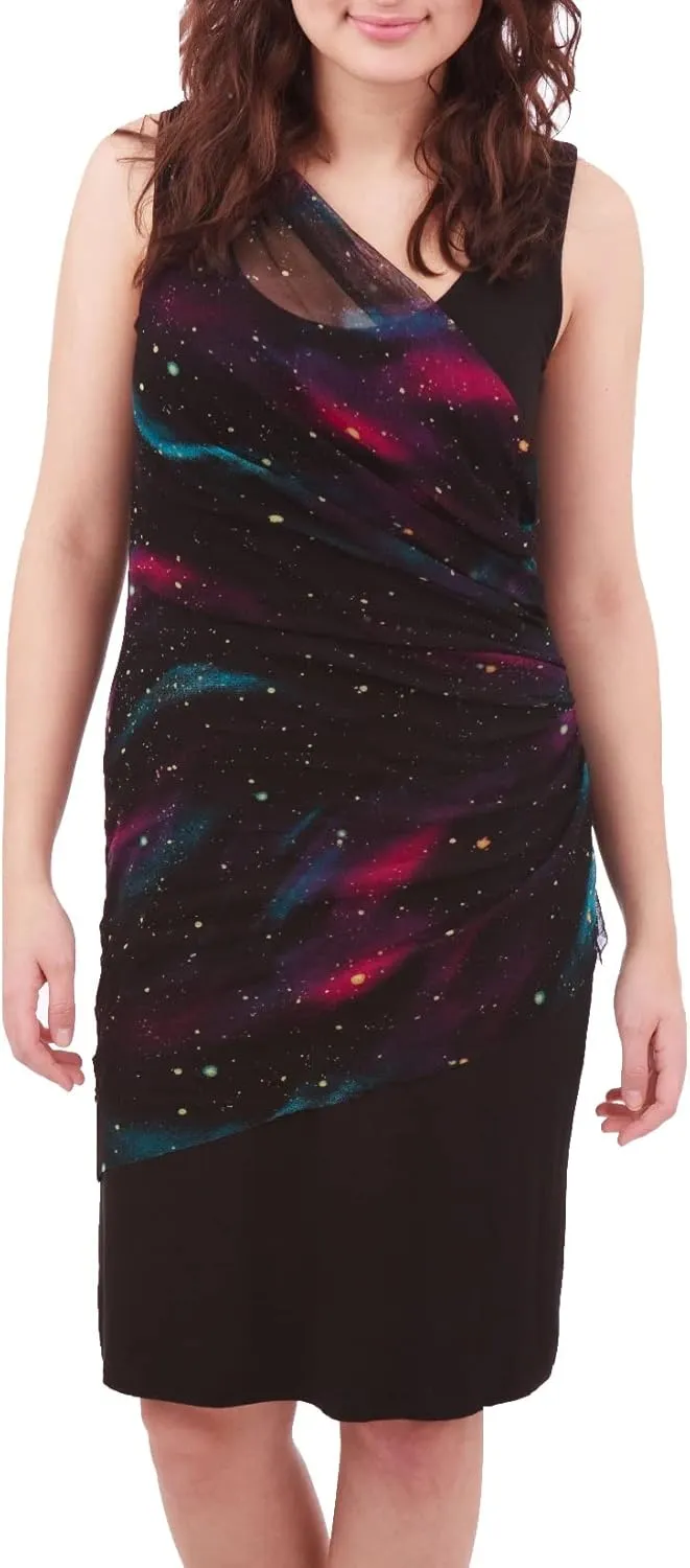 Galaxy Wrap Dress, Black Multi, Medium