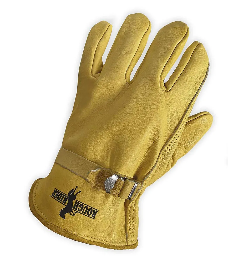 Galeton 25101PR-L 25101PR Rough Rider Premium Leather, Strap & Buckle Driver Gloves, Large, Gold
