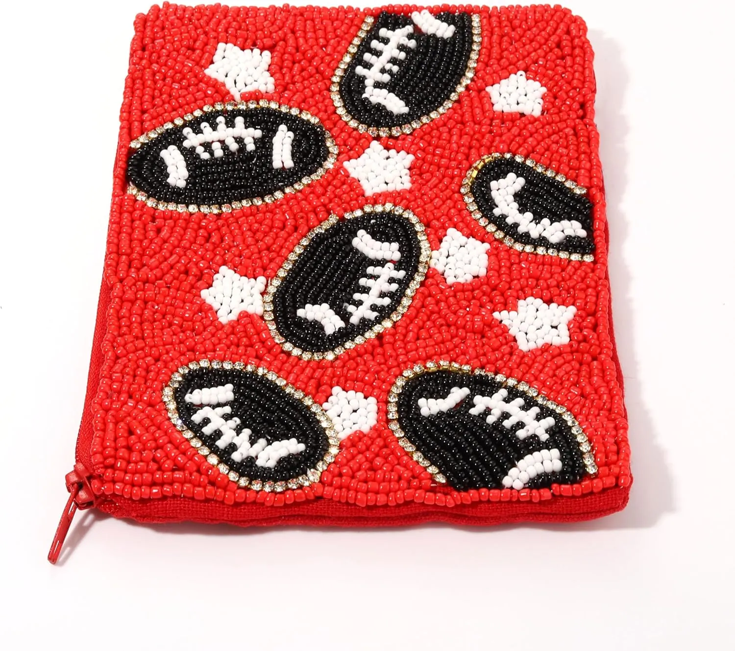 Game Day Coin Purse for Women Beaded Football Coin Pouch Small Sports Change Purse Wallet Game Day Party Favors