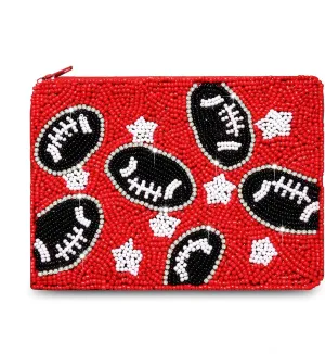 Game Day Coin Purse for Women Beaded Football Coin Pouch Small Sports Change Purse Wallet Game Day Party Favors