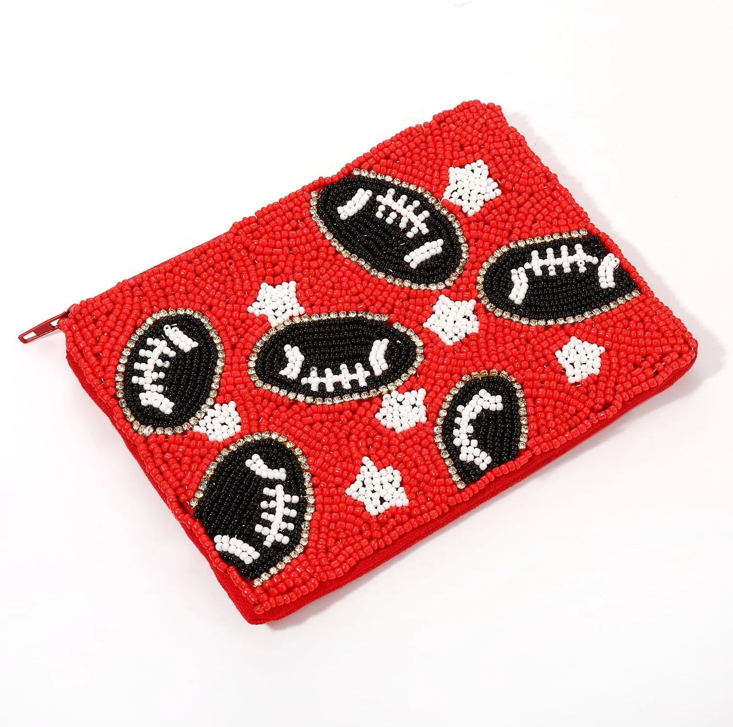 Game Day Coin Purse for Women Beaded Football Coin Pouch Small Sports Change Purse Wallet Game Day Party Favors