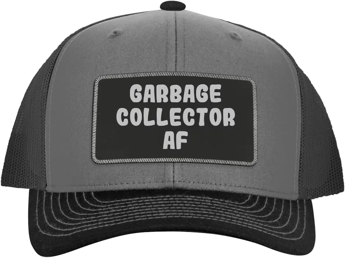 Garbage Collector AF - Leather Black Patch Engraved Trucker Hat