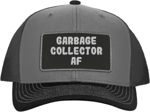 Garbage Collector AF - Leather Black Patch Engraved Trucker Hat