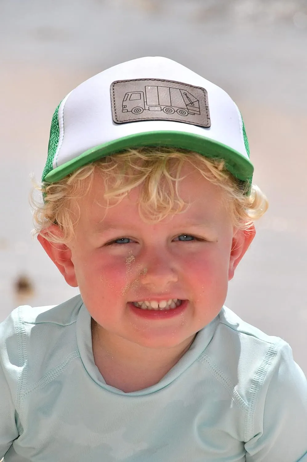 Garbage Truck Hat for Kids, Trash Truck Ball Mesh Cap for Boys or Girls, Recycling Truck Halloween, Garbage Man Costume, Unisex Toddler Snapback Hats (Green)