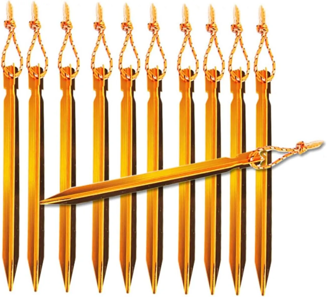 Garden Pegs,Tent Pegs，8pcs Tent Peg Sand Stake Sand Peg Garden Shed Stake Aluminium Peg Camping Stake Beach Stake Beach Tents Anchor Stake V Shape Peg Beach Tent Canopy Snow Peg Aluminum Alloy Outdoo