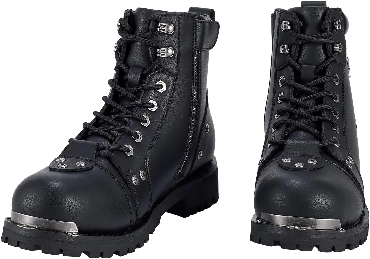 GARGOYLE BELLS Men's Motorcycle Boots PU Leather Combat Boots For Men Biker Boots with Lace-Up And Side Zipper