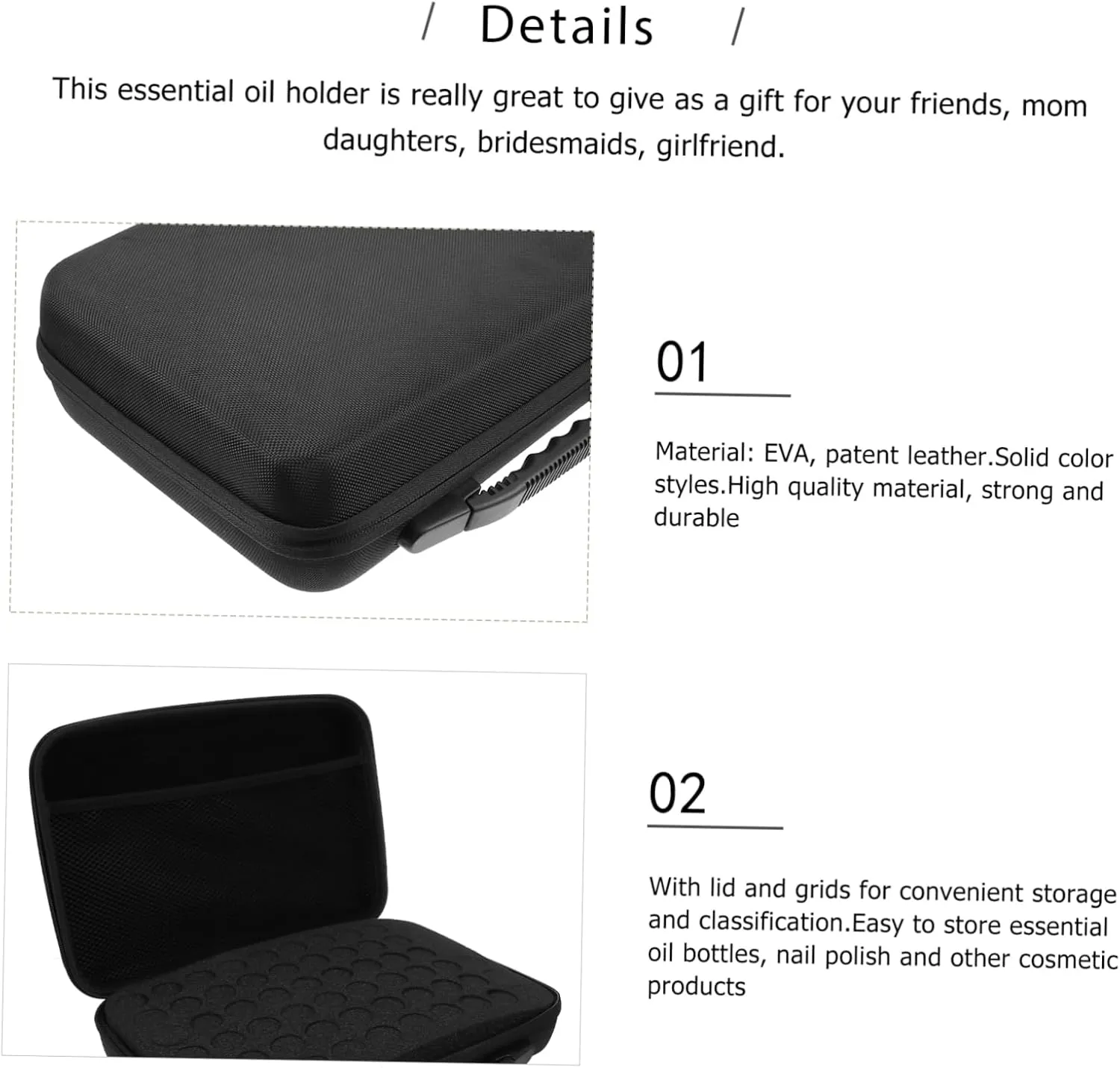 Gatuida Essential Oil Pouch 60 Slot Storage Bag Lightweight Essential Oil Bottle Holder Soft Dividers Tidy Storage