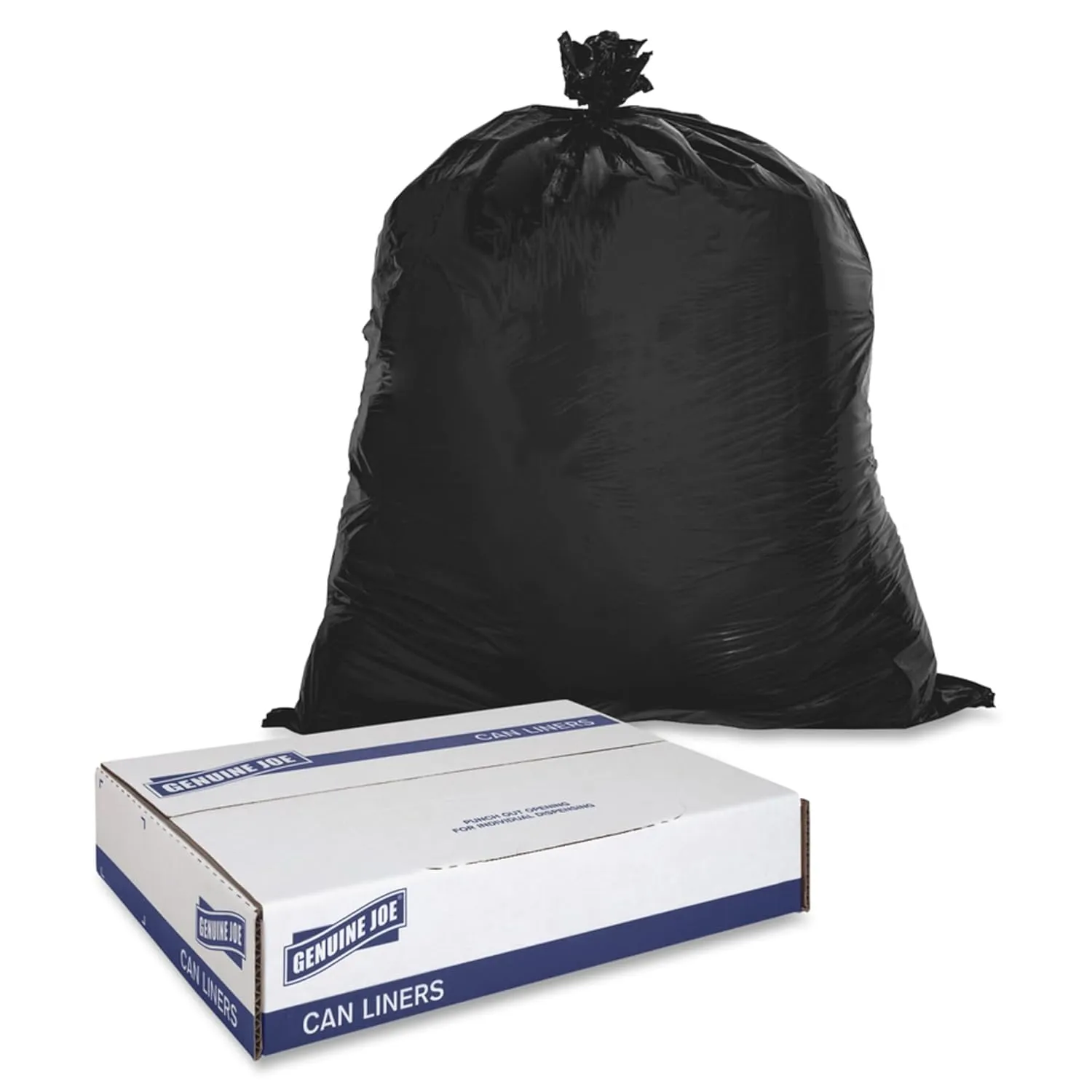 Genuine Joe GJO02151 2-Ply Low Density Can Liner, 45 Gallon Capacity, 0.70 mil Thickness, Brown/Black (Case of 250)
