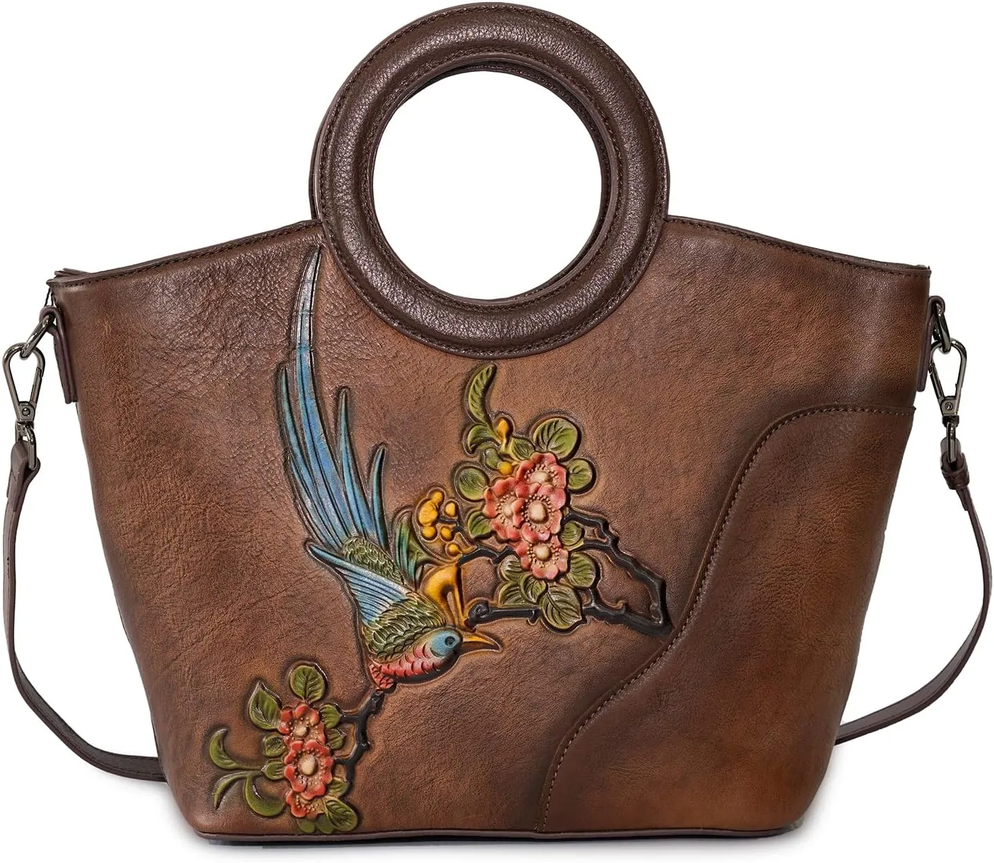 Genuine Leather Satchel for Women Top Handle Bags Handmade Purse Vintage Embossed Leather Crossbody Handbags Hobo Bag