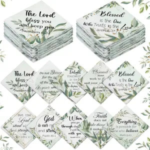 Geyoga 50 Pcs Handkerchiefs for Women Christian Religious Gifts Bible Verse Inspirational Church Bulk for Birthday Tea Party Favors
