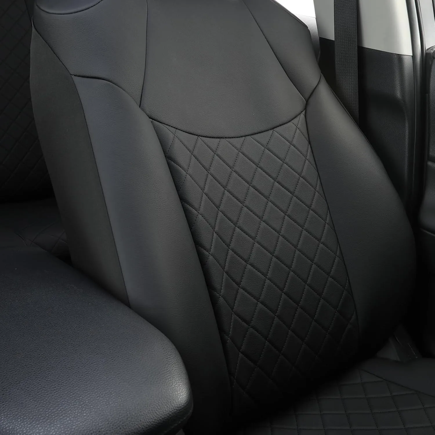 GIANT PANDA 2-Pack Front Car Seat Covers Custom Fit for Toyota Rav4 2019 2020 2021 2022 2023 2024 2025 XLE,LE,XLE Premium, Limited(Non-Hybrid & Adventure,TRD-Off) Faux Leather,Polyester Fiber(Black)