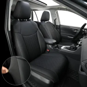 GIANT PANDA 2-Pack Front Car Seat Covers Custom Fit for Toyota Rav4 2019 2020 2021 2022 2023 2024 2025 XLE,LE,XLE Premium, Limited(Non-Hybrid & Adventure,TRD-Off) Faux Leather,Polyester Fiber(Black)
