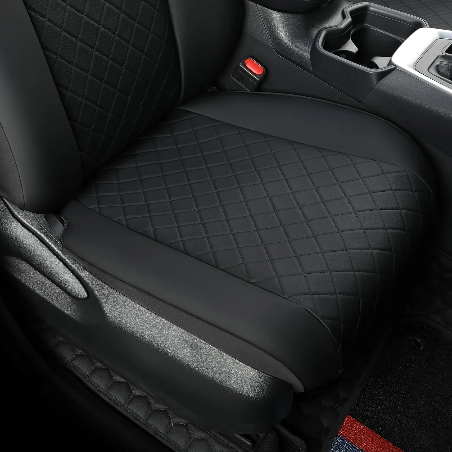 GIANT PANDA 2-Pack Front Car Seat Covers Custom Fit for Toyota Rav4 2019 2020 2021 2022 2023 2024 2025 XLE,LE,XLE Premium, Limited(Non-Hybrid & Adventure,TRD-Off) Faux Leather,Polyester Fiber(Black)