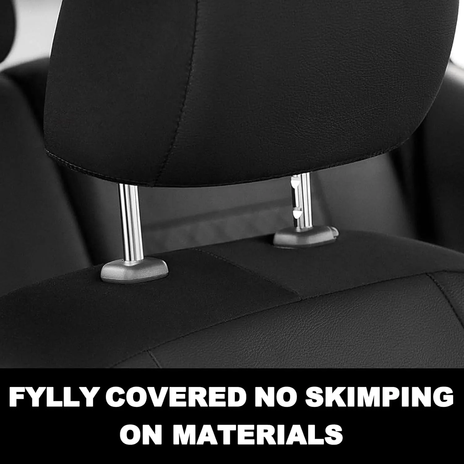 GIANT PANDA Customized 2 Pack Front Car Seat Covers for Toyota Tacoma 2016 2017 2018 2019 2020 2021 2022 2023 Double & Crew Cab SR, SR5, Limited, TRD Pro, TRD Sport, TRD Off-Road, Faux Leather (Black)