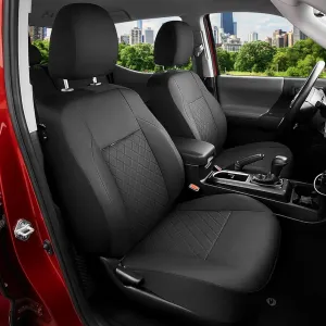GIANT PANDA Customized 2 Pack Front Car Seat Covers for Toyota Tacoma 2016 2017 2018 2019 2020 2021 2022 2023 Double & Crew Cab SR, SR5, Limited, TRD Pro, TRD Sport, TRD Off-Road, Faux Leather (Black)