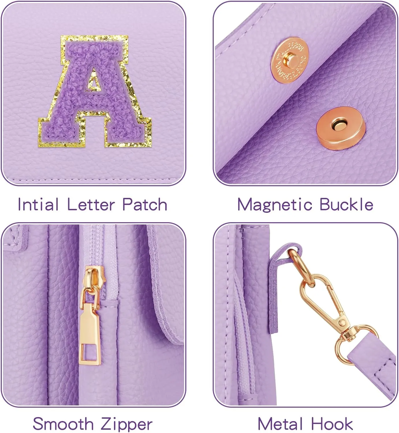 Gift for Girls Small Initial Crossbody Bag for Teens Vegan Leather Cell Phone Kids Purse
