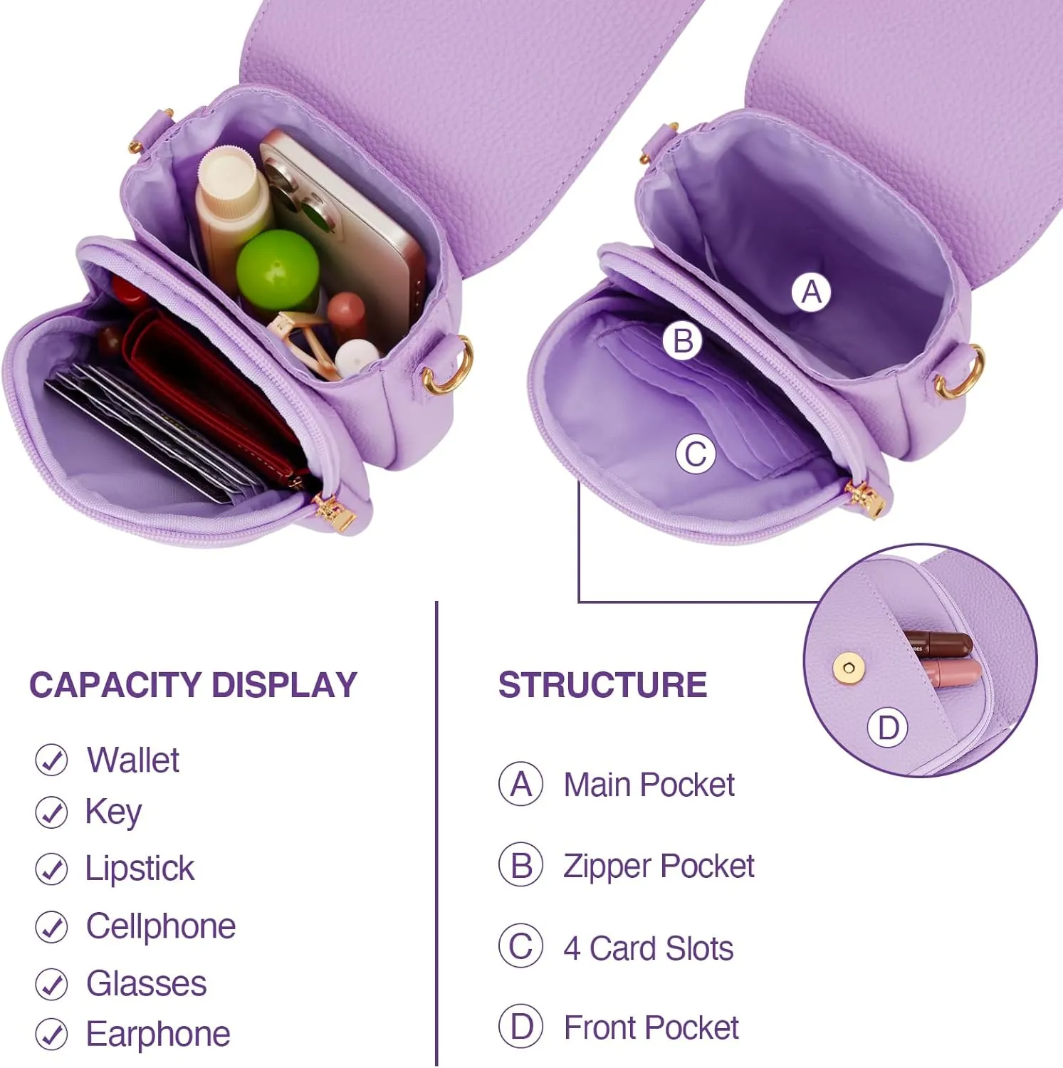 Gift for Girls Small Initial Crossbody Bag for Teens Vegan Leather Cell Phone Kids Purse