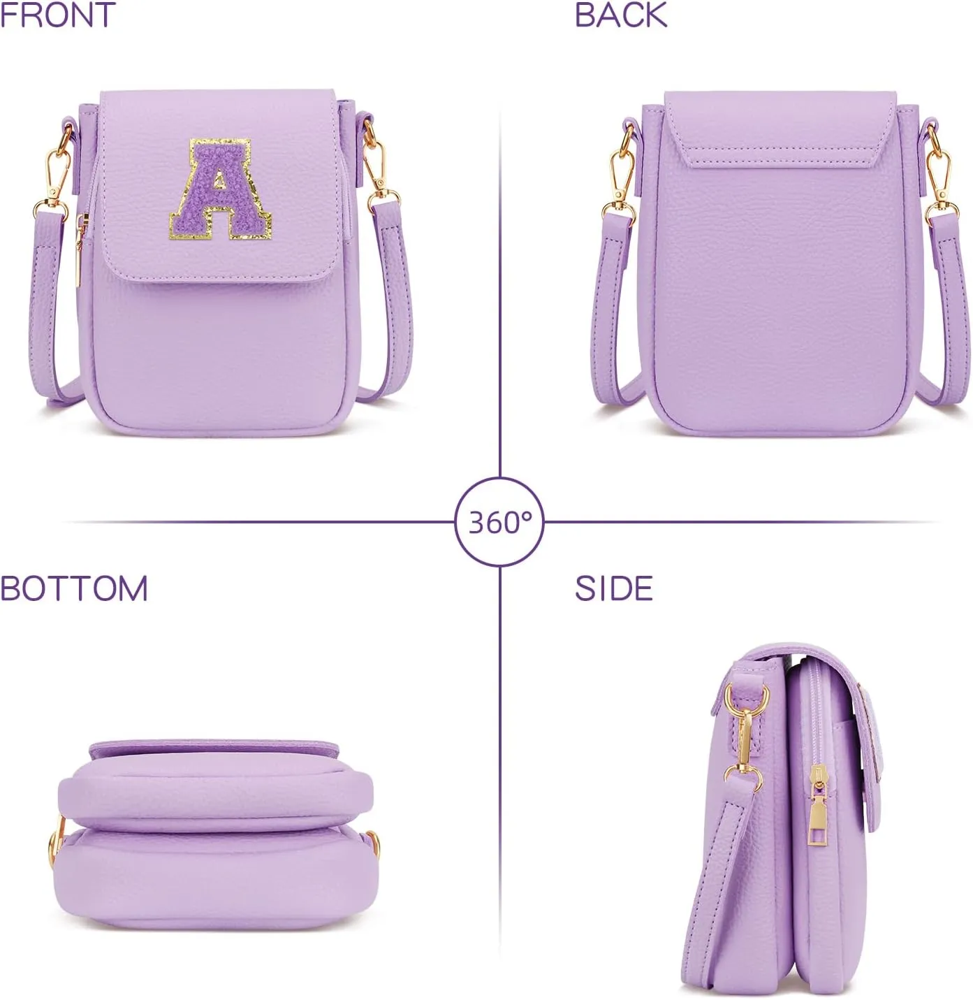 Gift for Girls Small Initial Crossbody Bag for Teens Vegan Leather Cell Phone Kids Purse