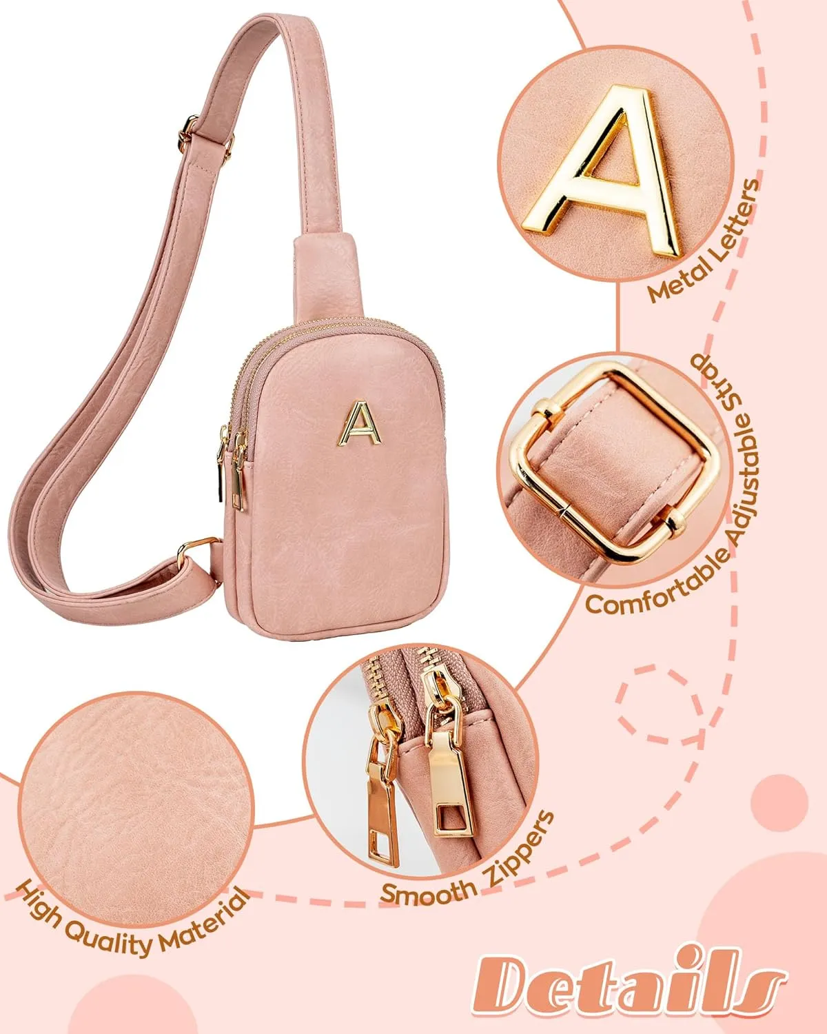 Gifts for 8-10, 11-14, 15-19 Year Old Girls Trendy, Initial Mini Cross Body Bag, Personalized Gifts for Girls, Lightweight Handbags for Women, Travel Shoulder Purse with Adjustable Strap