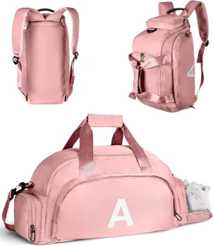 Gifts for 8 9 10 11 12 13 14 15 16 Year Old Girls, Initial Gym Bags with Shoe Compartment, Personalized Girl Duffel Bag, Monogram Kid Overnight Bags, Teen Weekend Bag (Letter A)