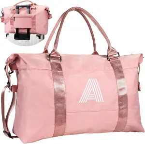 Gifts for Daughter, Initial Girls Travel Duffel Bag, Bride Gifts, Gift for Teen Girls 8 9 10 11 12 13 14 15 16 Year Old, Monogram Overnight Bag, Birthday Gift for Sister (Letter A)