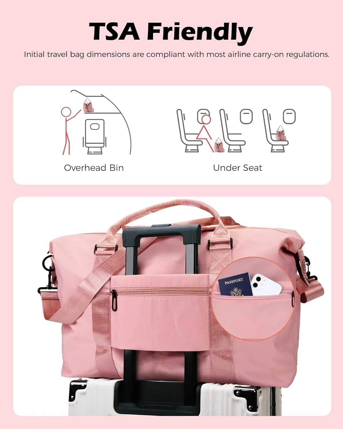 Gifts for Daughter, Initial Girls Travel Duffel Bag, Bride Gifts, Gift for Teen Girls 8 9 10 11 12 13 14 15 16 Year Old, Monogram Overnight Bag, Birthday Gift for Sister (Letter A)