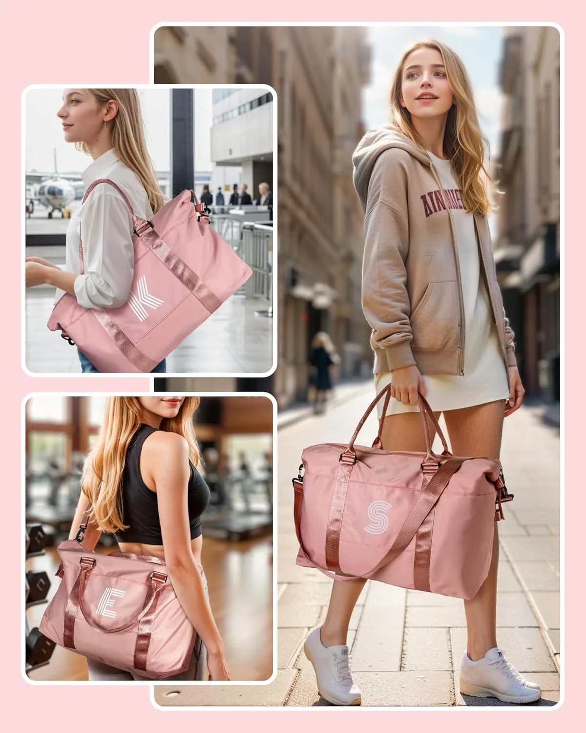 Gifts for Daughter, Initial Girls Travel Duffel Bag, Bride Gifts, Gift for Teen Girls 8 9 10 11 12 13 14 15 16 Year Old, Monogram Overnight Bag, Birthday Gift for Sister (Letter A)