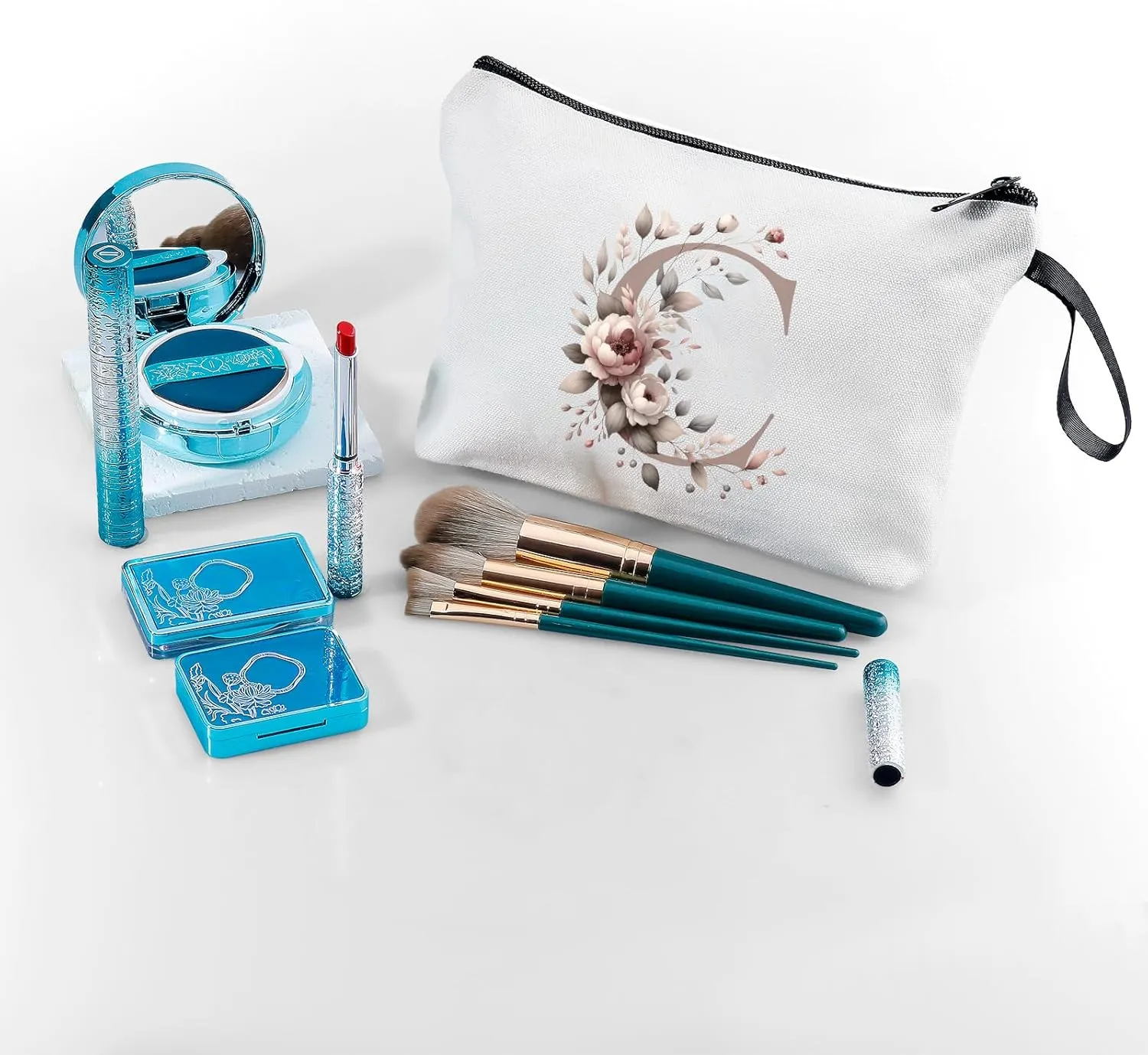 Gifts for Mom from Daughter,Bride Gifts,Cosmetic Bag with Mirror,Sister Birthday Gift Ideas,Initial Gifts,Personalized Gifts for Daughter,Teacher,Mother,Sister,Letter C, letterK-3