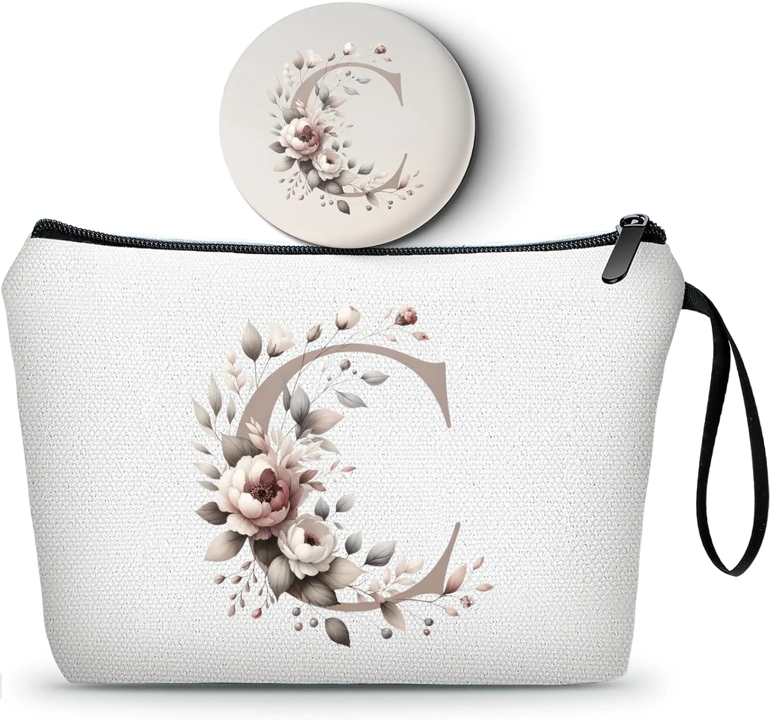 Gifts for Mom from Daughter,Bride Gifts,Cosmetic Bag with Mirror,Sister Birthday Gift Ideas,Initial Gifts,Personalized Gifts for Daughter,Teacher,Mother,Sister,Letter C, letterK-3