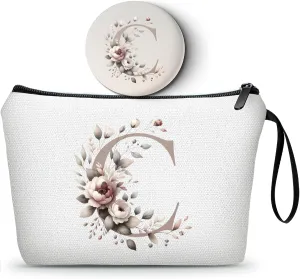 Gifts for Mom from Daughter,Bride Gifts,Cosmetic Bag with Mirror,Sister Birthday Gift Ideas,Initial Gifts,Personalized Gifts for Daughter,Teacher,Mother,Sister,Letter C, letterK-3