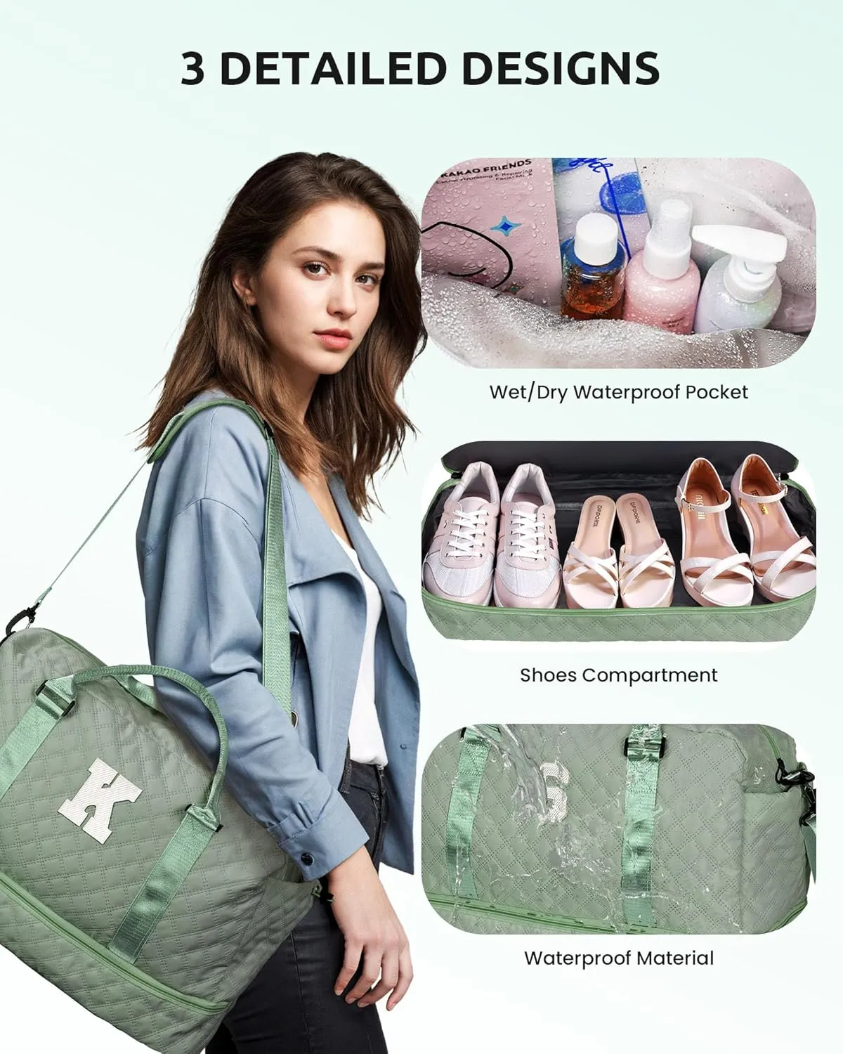 Gifts for Preteeens Girls 10-13-Initial Girl Travel Bag with Shoe Compartment, Weekender Bags for Women, Overnight Bag for Women, Travel Bag with Makeup Bag (Letter T)