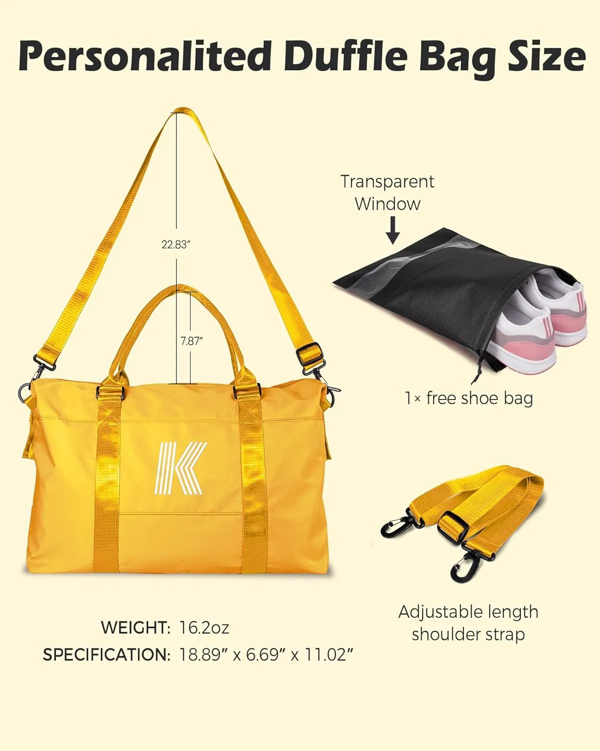 Gifts for Teenage Girls, Birthday Gift, Initial Travel Bag, Sports Bag, Personalized Weekender Bag, Monogram Overnight Bag Gift for Her (Letter Y)