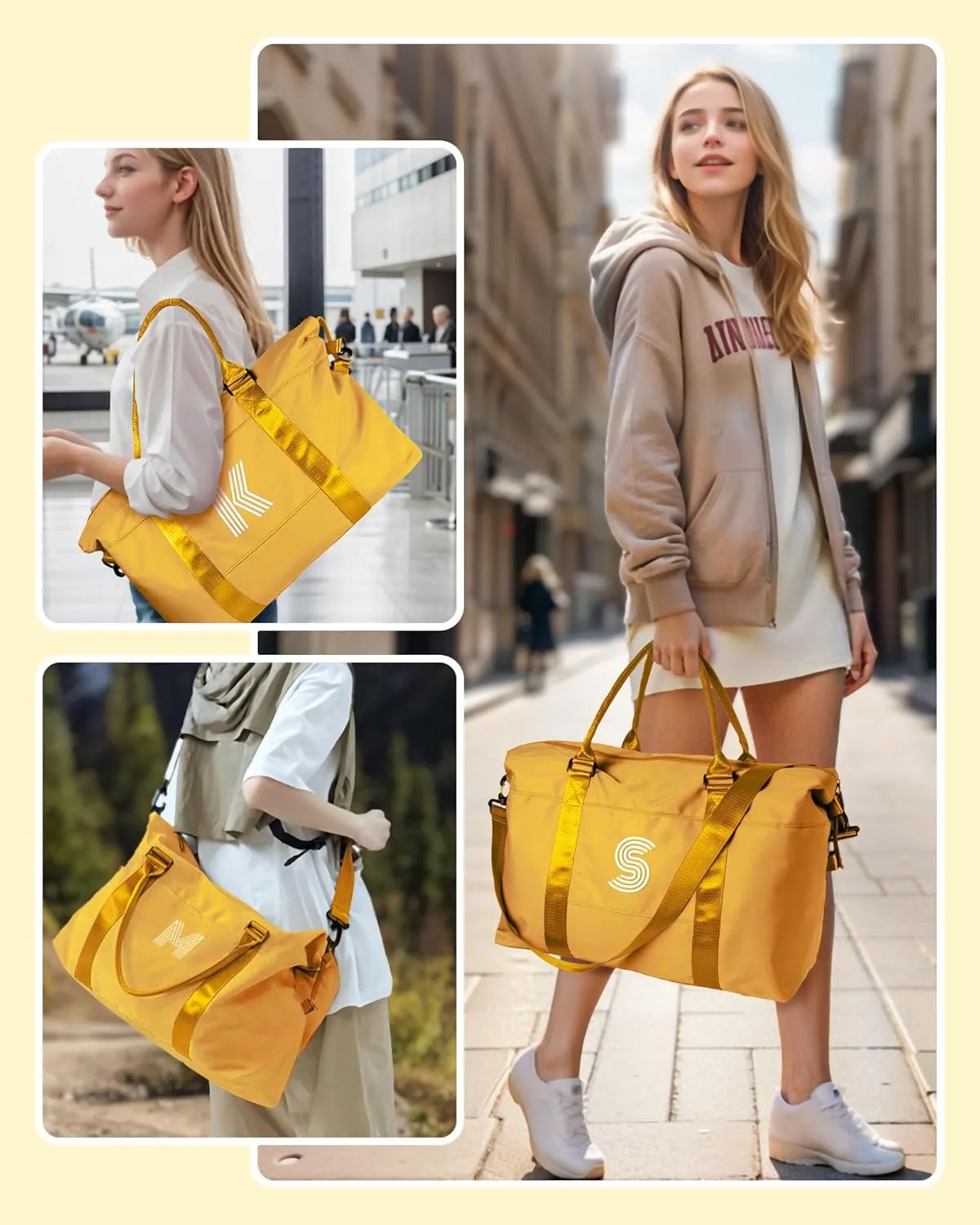Gifts for Teenage Girls, Birthday Gift, Initial Travel Bag, Sports Bag, Personalized Weekender Bag, Monogram Overnight Bag Gift for Her (Letter Y)